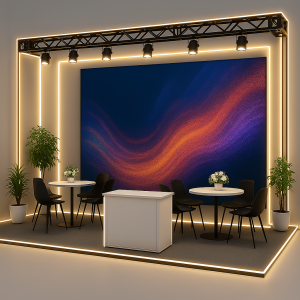 3D image in loft style on a light gray background on the theme of LED Video Wall as a Visual Advantage for your stand at the Exhibition